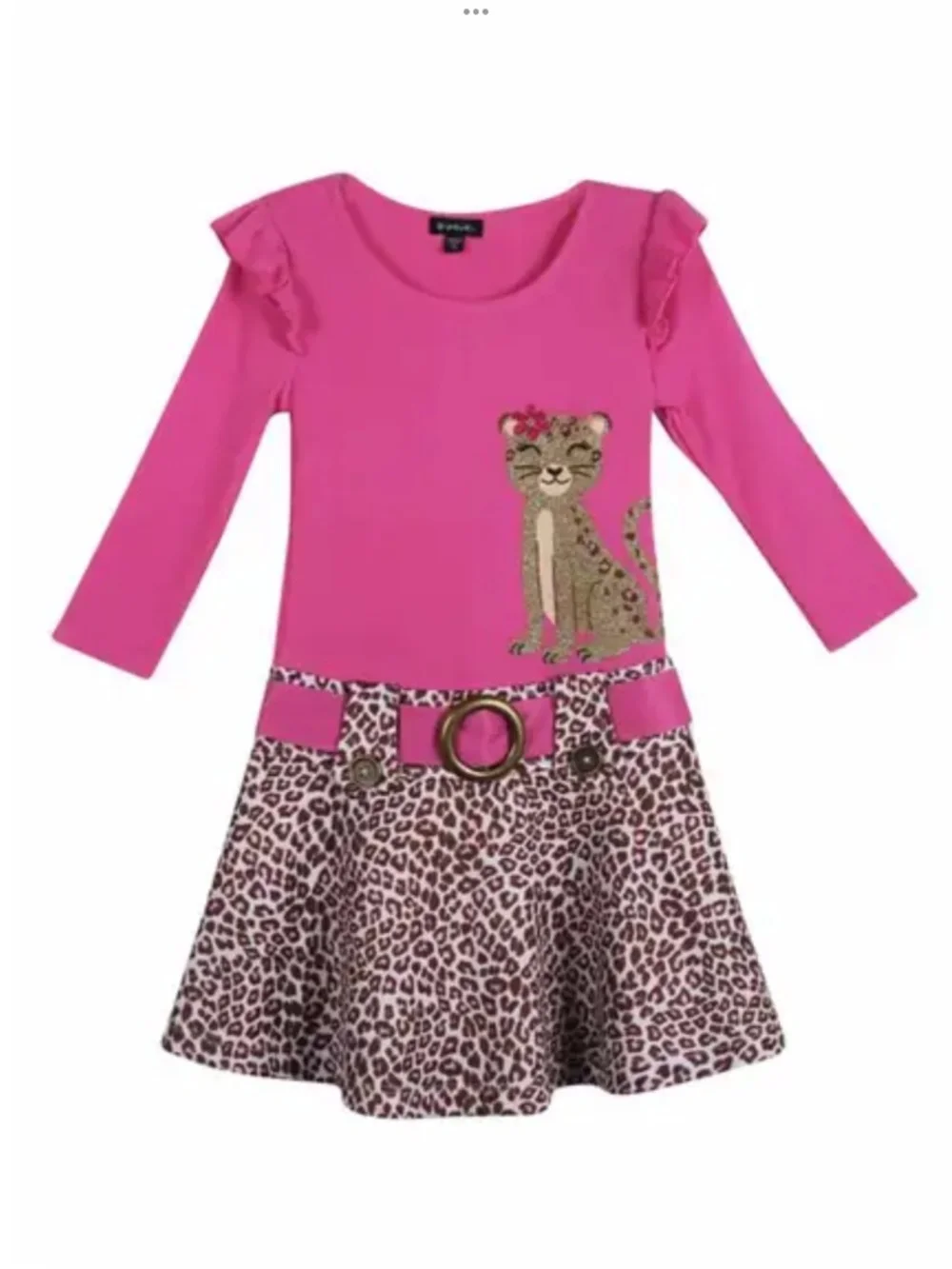 Zunie Kids' Leopard Print Contrast Dress (Toddler Kid) 2T
